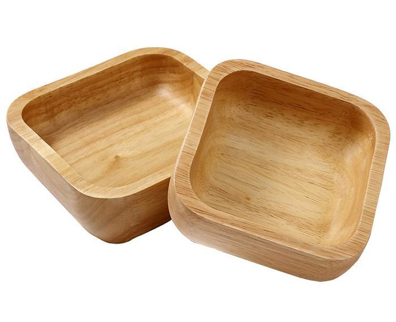 Square Wood Bowl 4 Sizes Salad Bowl Set Large Small Wooden Plate Snack Dessert Serving Dishes Food Container Wooden Tableware (13)